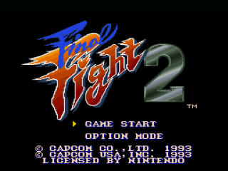 Final Fight 2 title screen for Super Famicom